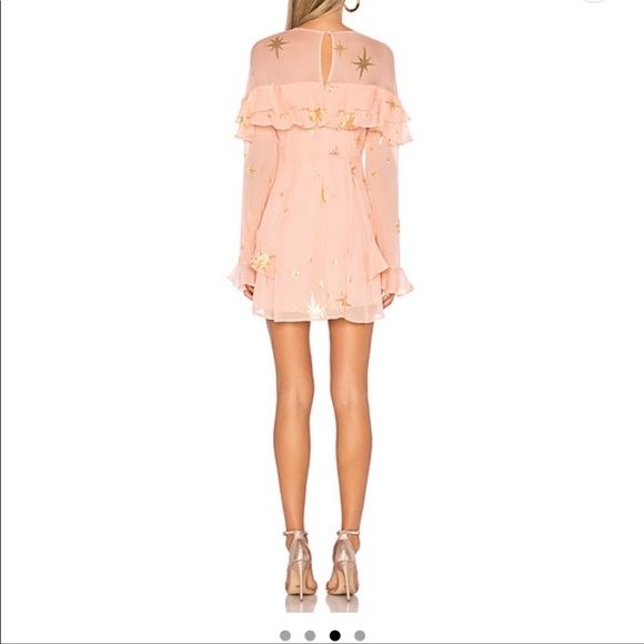 NWT For Love & Lemons Gilded Star Mini Dress Rose Gold - Picture 3 of 4